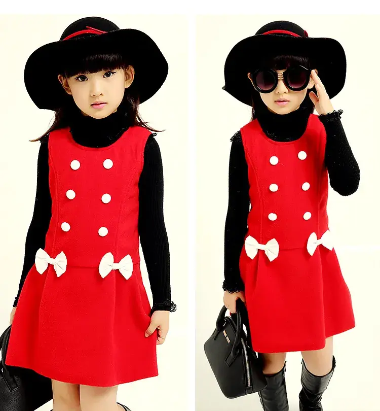 Girls Sleeveless Vest Skirt Chiffon Suit Navy Blue