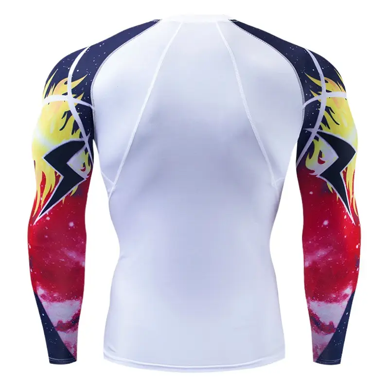 Men's Quick-Drying Fitness Arm T-Shirt White Yellow Black