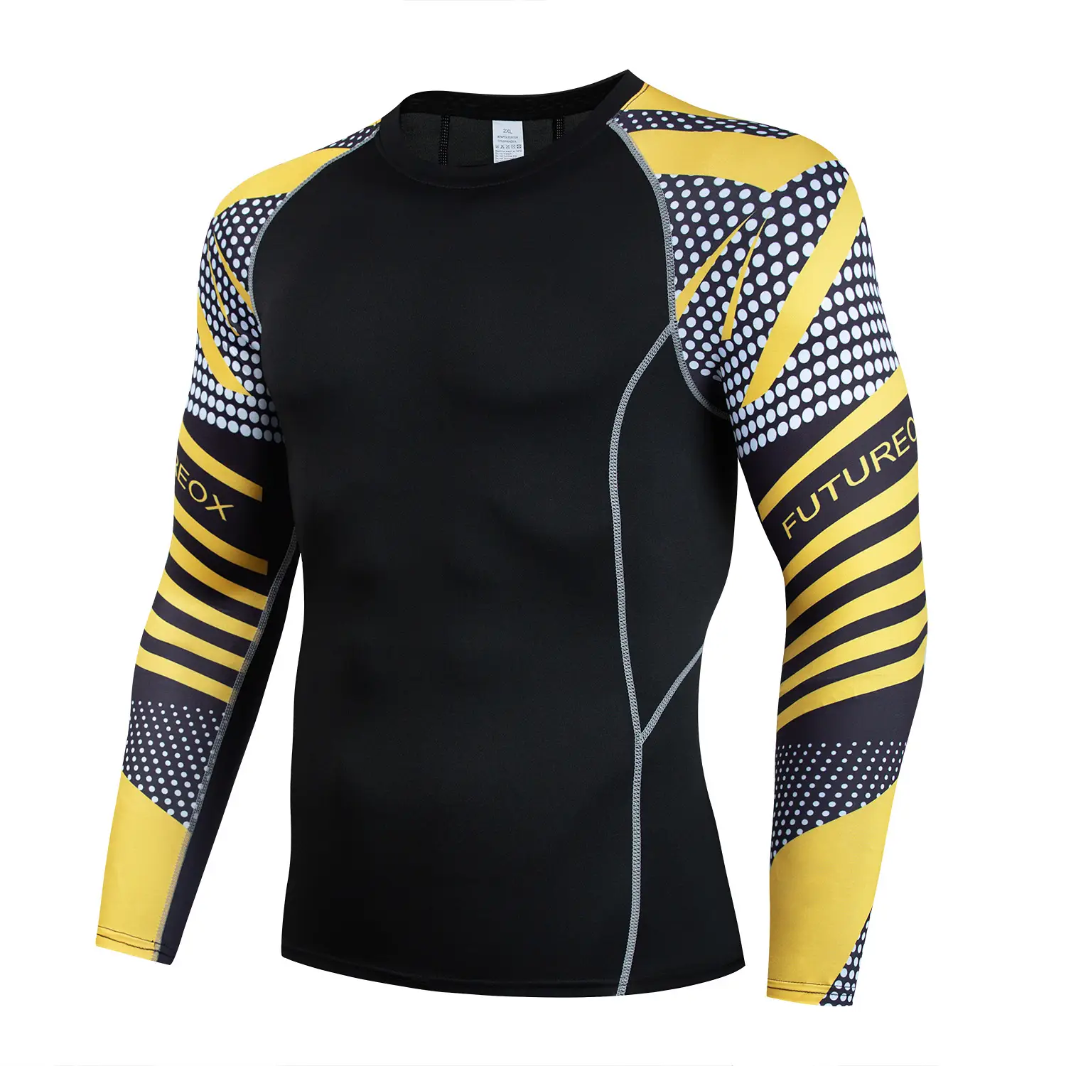 Men's Quick-Drying Fitness Arm T-Shirt White Yellow Black - Image 9