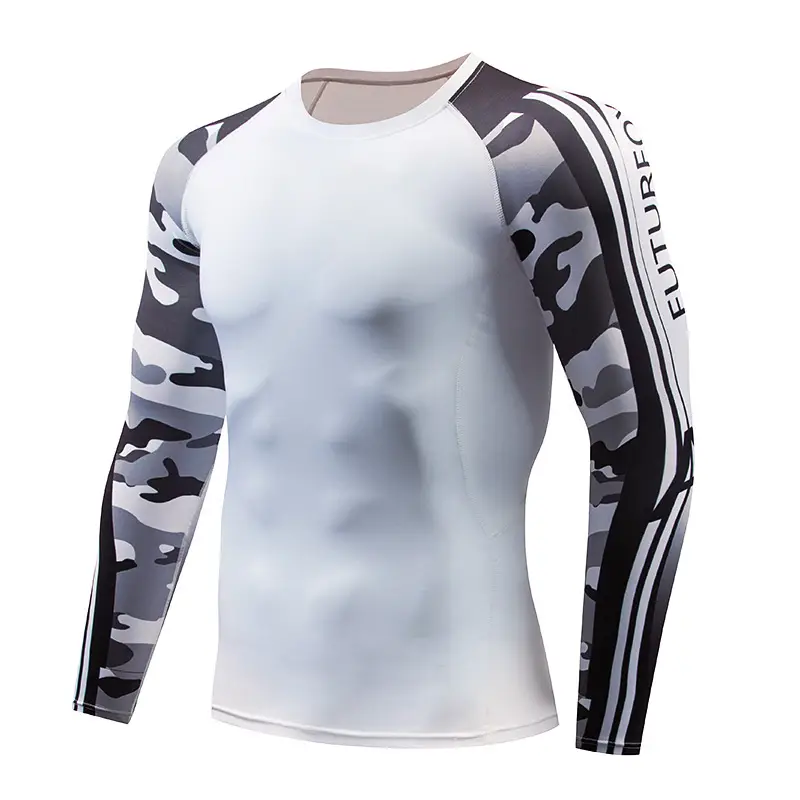 Men's Quick-Drying Fitness Arm T-Shirt White Yellow Black - Image 12