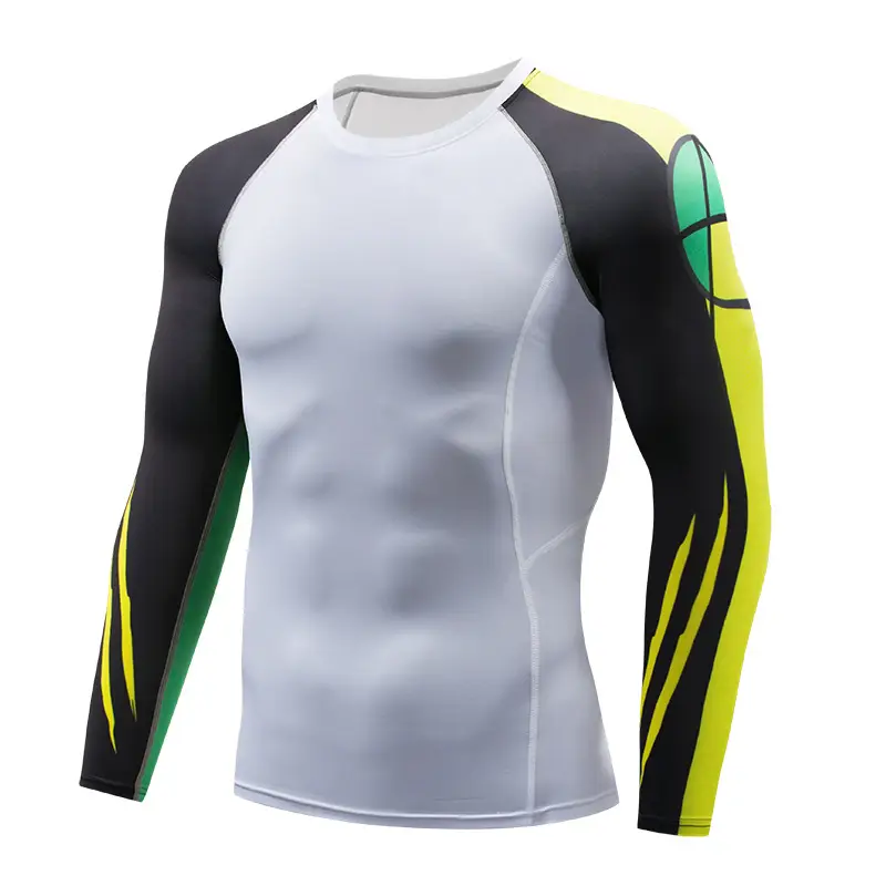 Men's Quick-Drying Fitness Arm T-Shirt White Yellow Black - Image 18