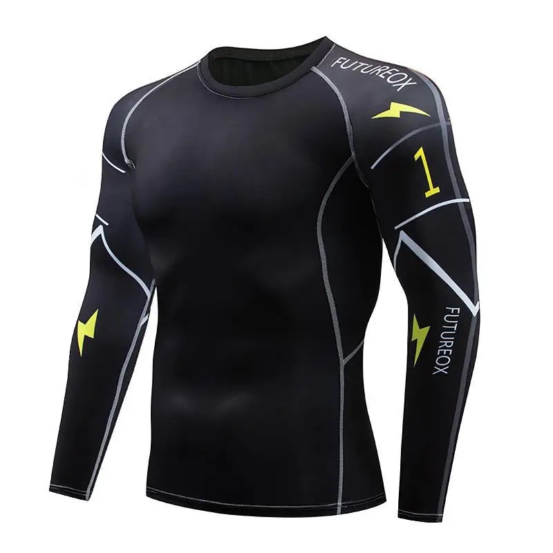 Men's Quick-Drying Fitness Arm T-Shirt White Yellow Black - Image 2