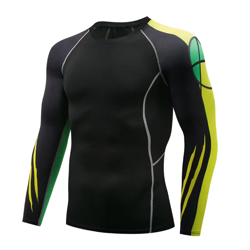 Men's Quick-Drying Fitness Arm T-Shirt White Yellow Black - Image 19