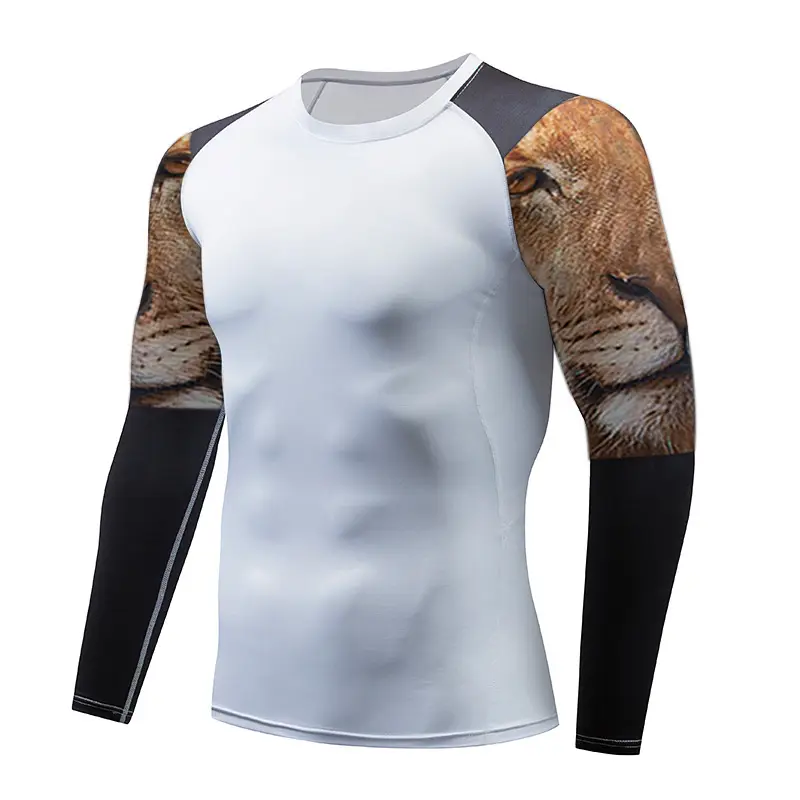 Men's Quick-Drying Fitness Arm T-Shirt White Yellow Black - Image 3