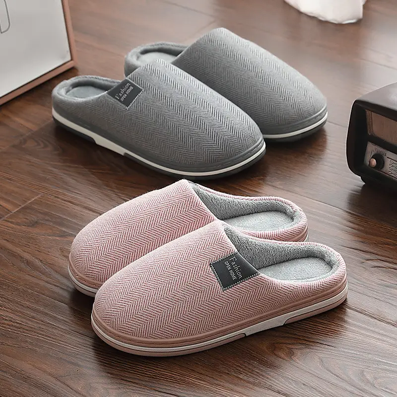 Men's Cotton Slippers for Winter, Soft-Soled Indoor Home Slippers, Women's Home Slippers with Plush Lining, Wholesale Thickened and Comfortable