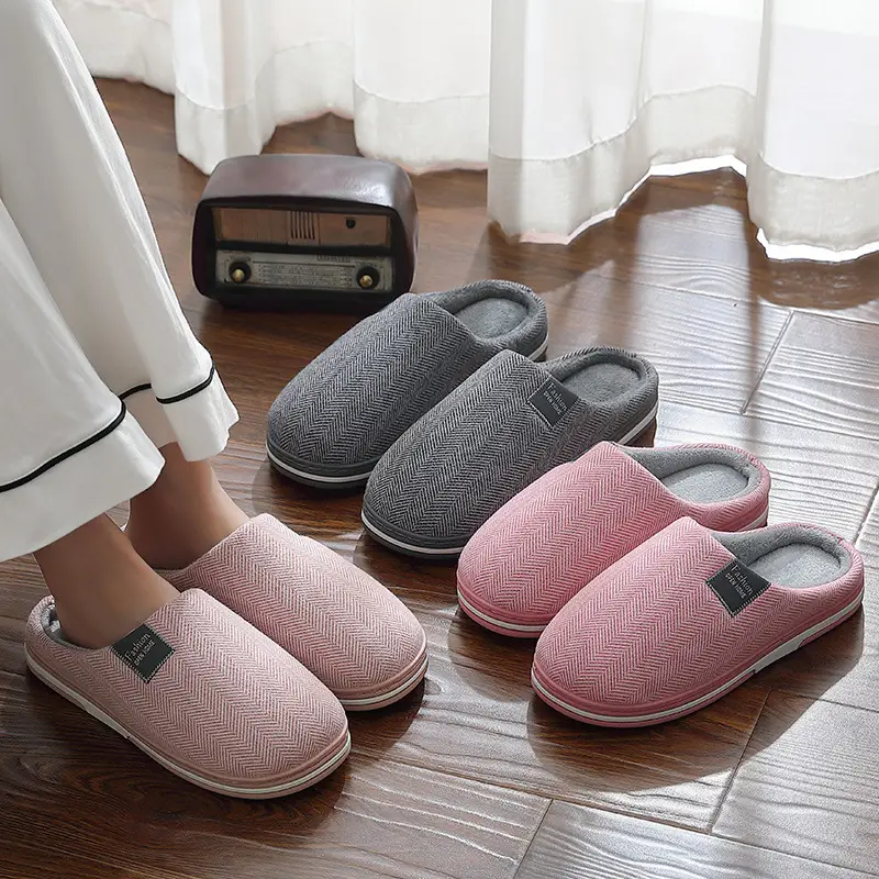 Men's Cotton Slippers for Winter, Soft-Soled Indoor Home Slippers, Women's Home Slippers with Plush Lining, Wholesale Thickened and Comfortable