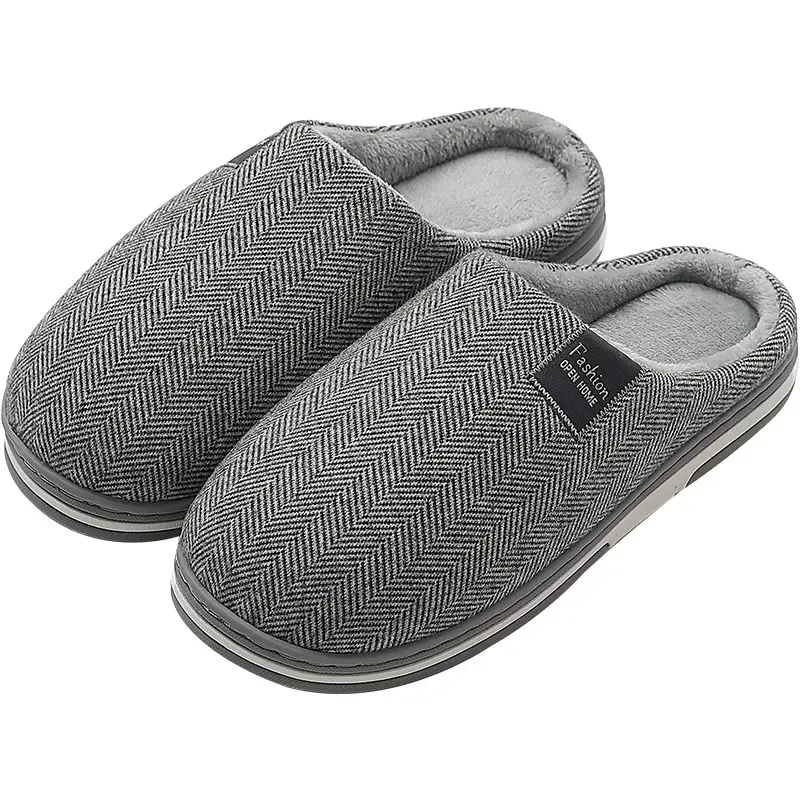 Men's Cotton Slippers for Winter, Soft-Soled Indoor Home Slippers, Women's Home Slippers with Plush Lining, Wholesale Thickened and Comfortable