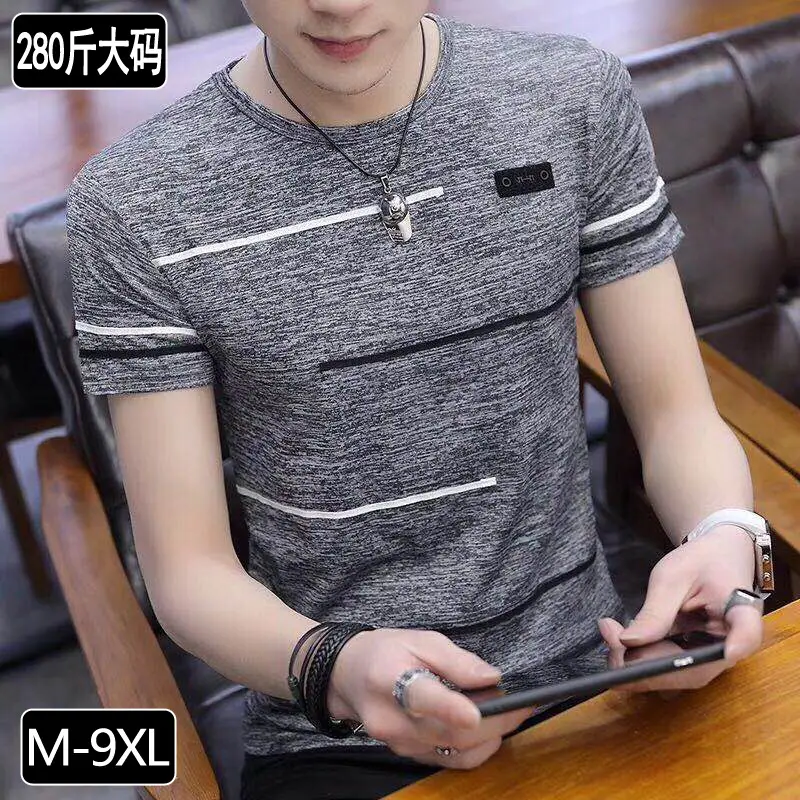 Men Summer T-Shirt Round Neck Ice Silk Half Sleeve Korean Fashion - Image 6