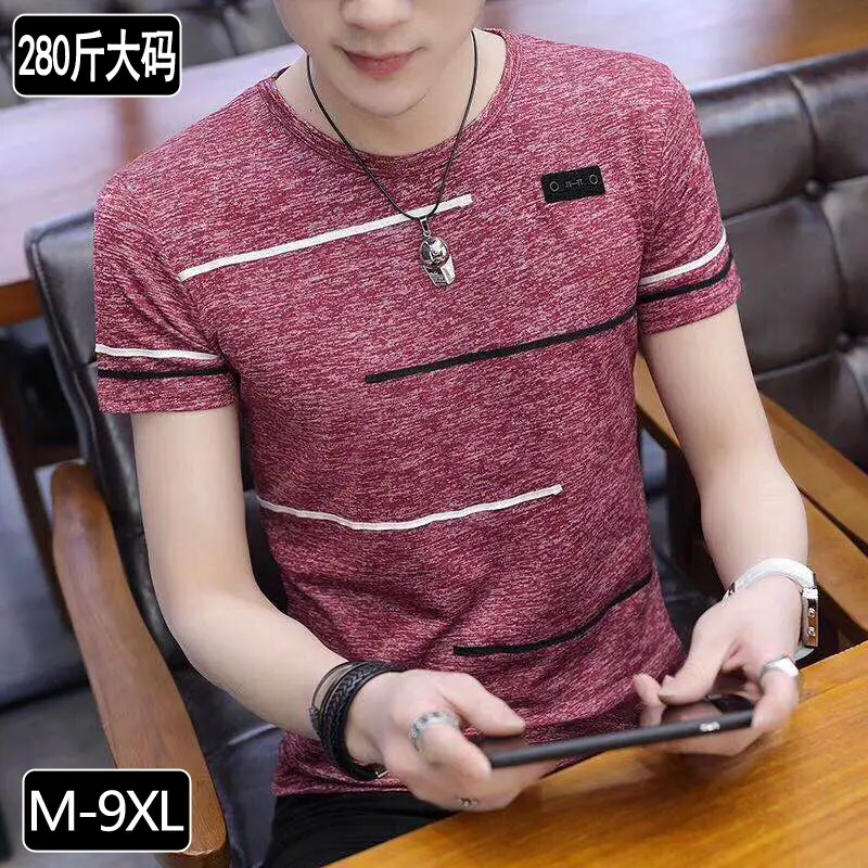 Men Summer T-Shirt Round Neck Ice Silk Half Sleeve Korean Fashion - Image 8