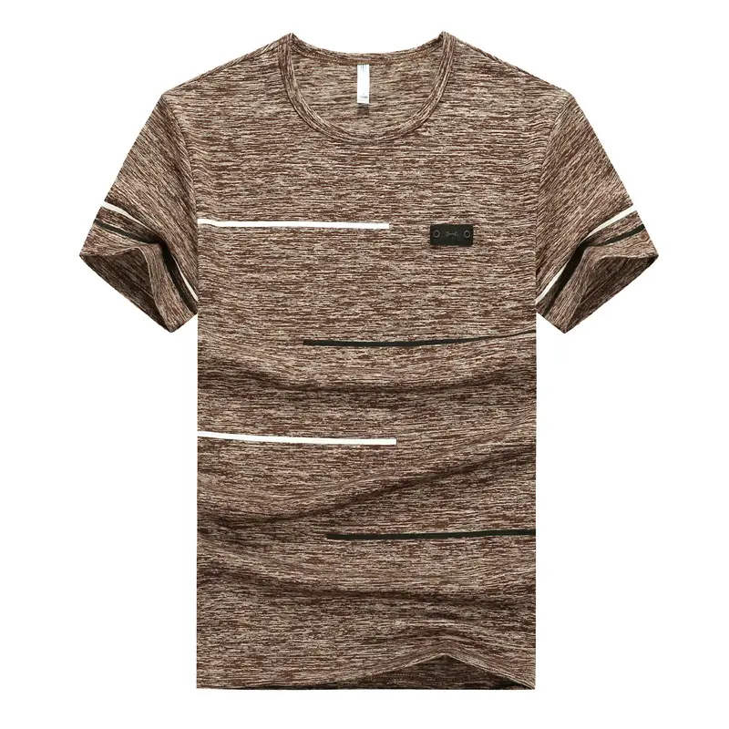 Men Summer T-Shirt Round Neck Ice Silk Half Sleeve Korean Fashion - Image 9