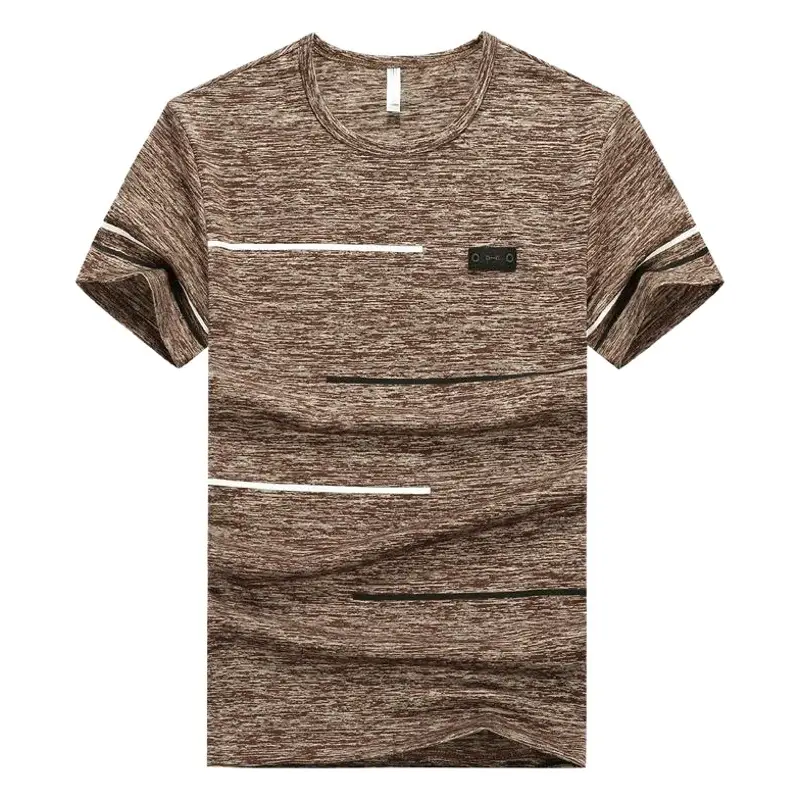 Men Summer T-Shirt Round Neck Ice Silk Half Sleeve Korean Fashion