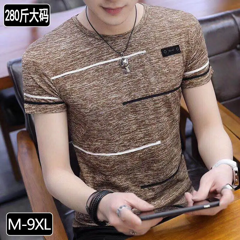 Men Summer T-Shirt Round Neck Ice Silk Half Sleeve Korean Fashion - Image 4