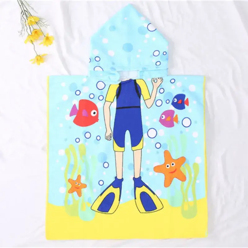 Kids Bath Towel Cape with Treasure Design - Image 3