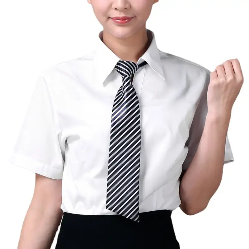 Women's V-Neck Slim Fit White Embroidered Shirt - Image 10