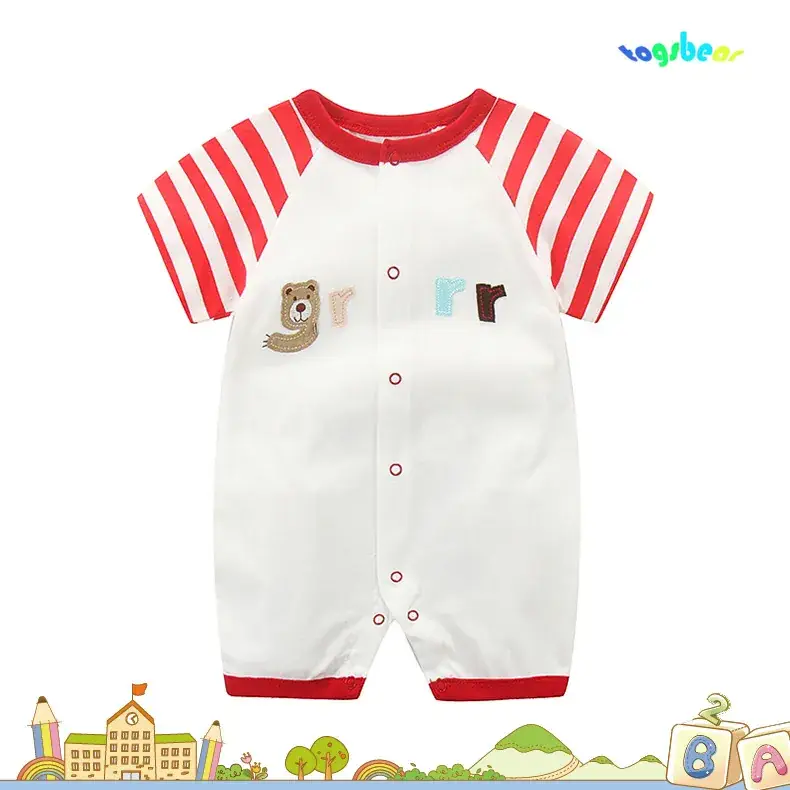 Baby Romper Red Striped Gauze Jumpsuit - Image 11