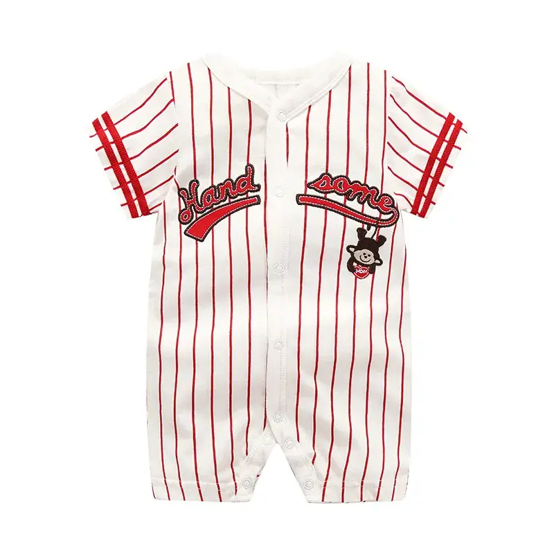 Baby Romper Red Striped Gauze Jumpsuit - Image 12