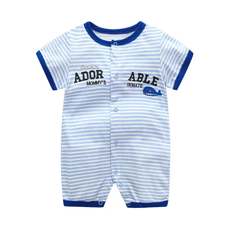 Baby Romper Red Striped Gauze Jumpsuit - Image 6