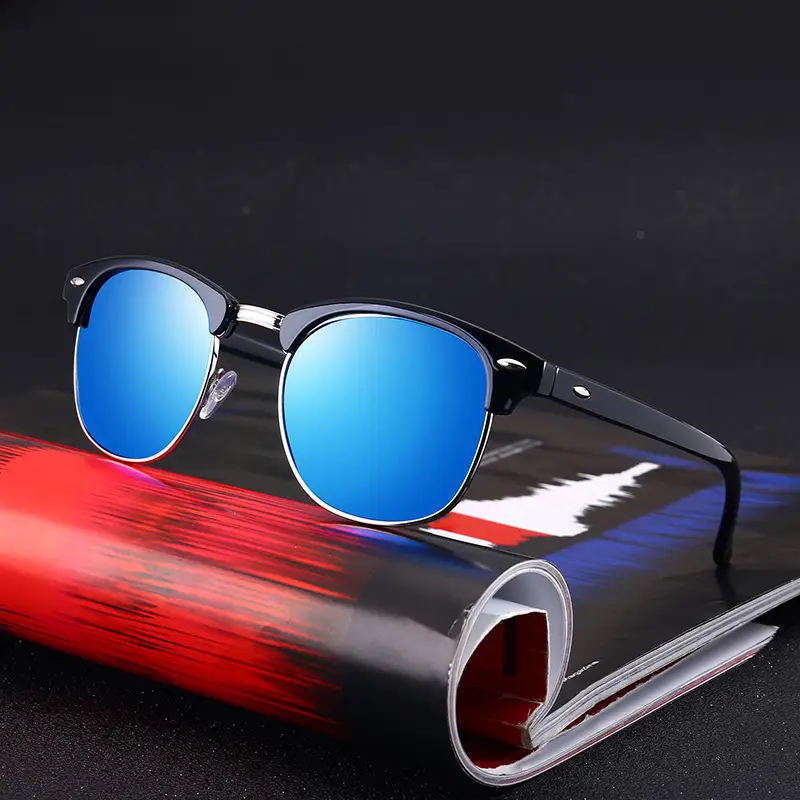 Retro Polarized Driving Sunglasses for Men Blue Lens
