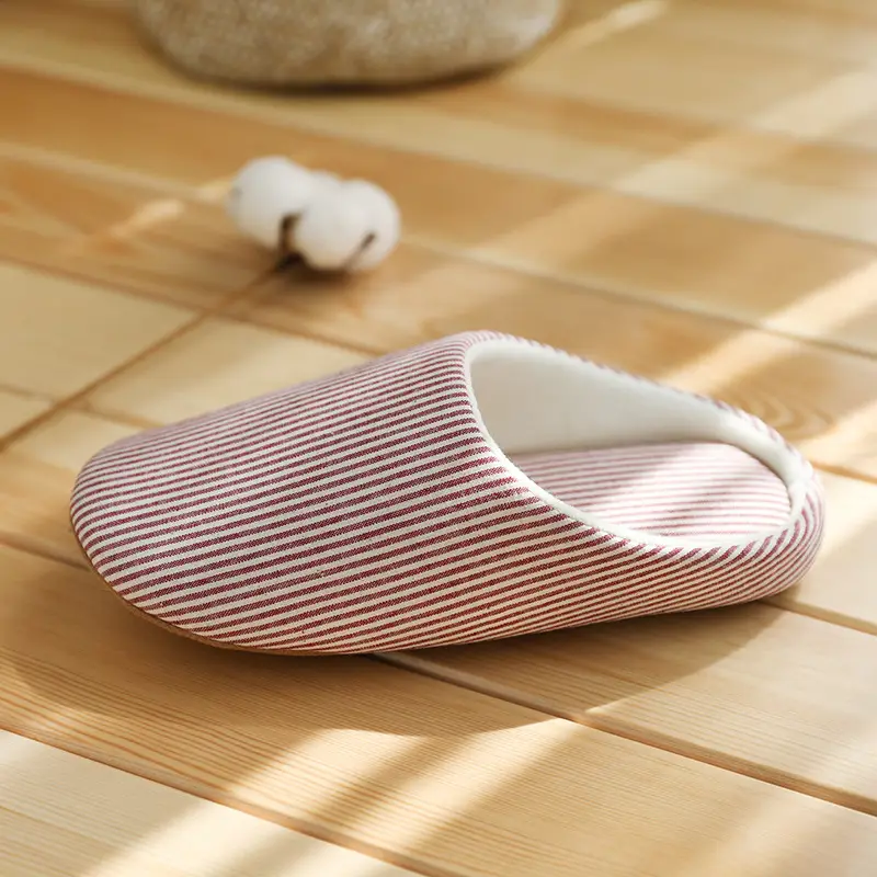 Japanese-style indoor wooden floor silent home men's and women's couples cotton slippers soft bottom non-slip large size home silent cloth bottom