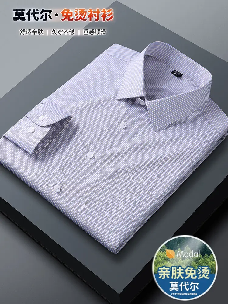 Men Blue Striped Cotton Shirt 853-03 - Image 27