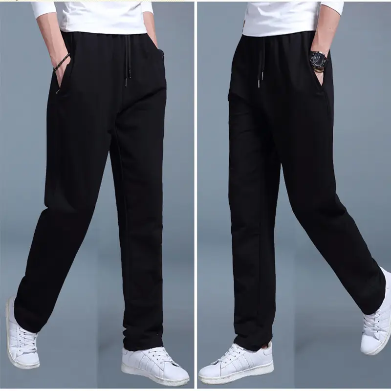 New Men's Grey Casual Sports Pants Loose Fit Straight Leg - Image 6