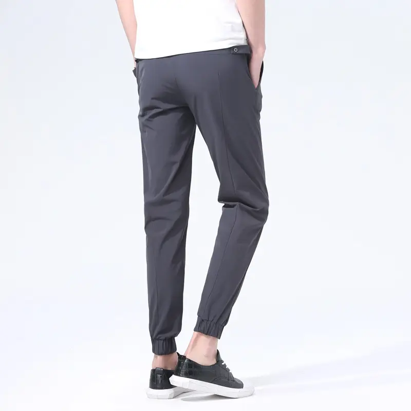 Men Ankle-Tied Slim Fit Sports Pants Grey - Image 6