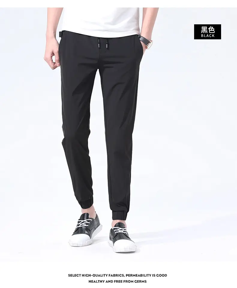 Men Ankle-Tied Slim Fit Sports Pants Grey — feature 10