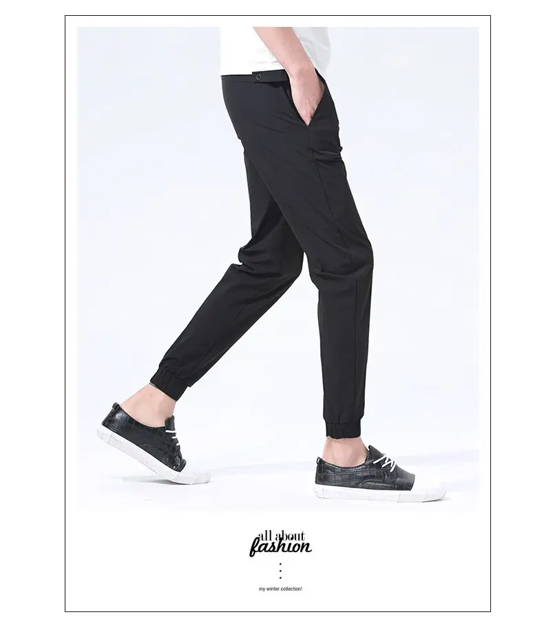 Men Ankle-Tied Slim Fit Sports Pants Grey — feature 11