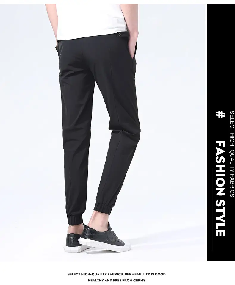 Men Ankle-Tied Slim Fit Sports Pants Grey — feature 12