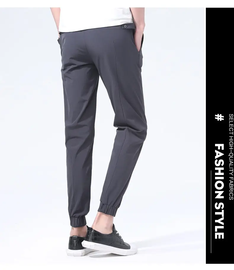 Men Ankle-Tied Slim Fit Sports Pants Grey — feature 8
