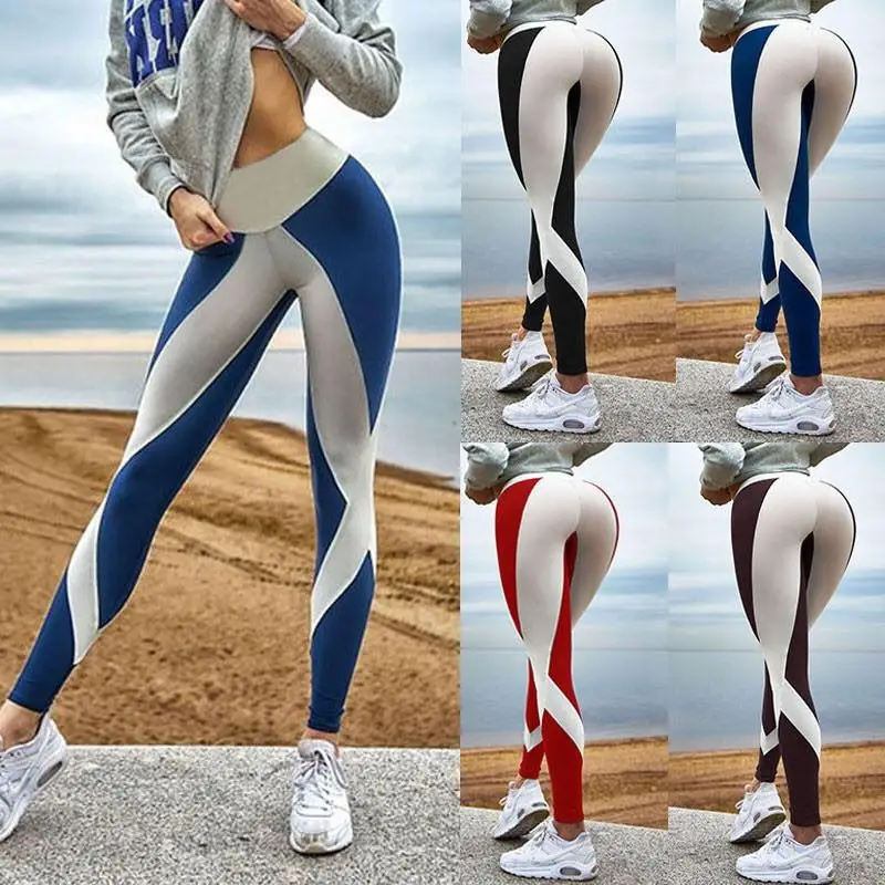 Women's 2019 Digital Print Sports Pants Blue White - Image 3
