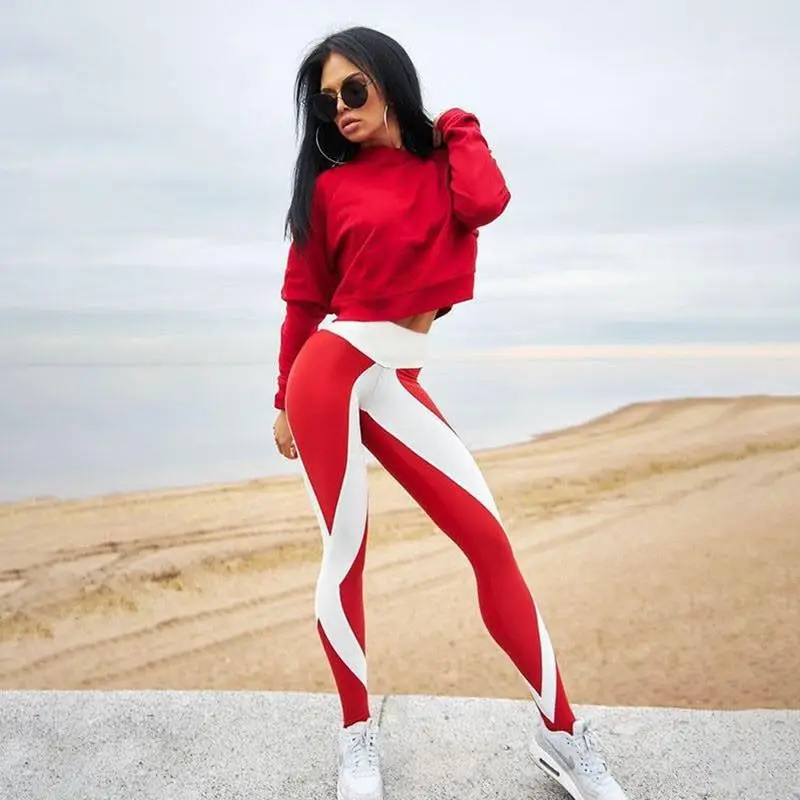 Women's 2019 Digital Print Sports Pants Blue White - Image 4
