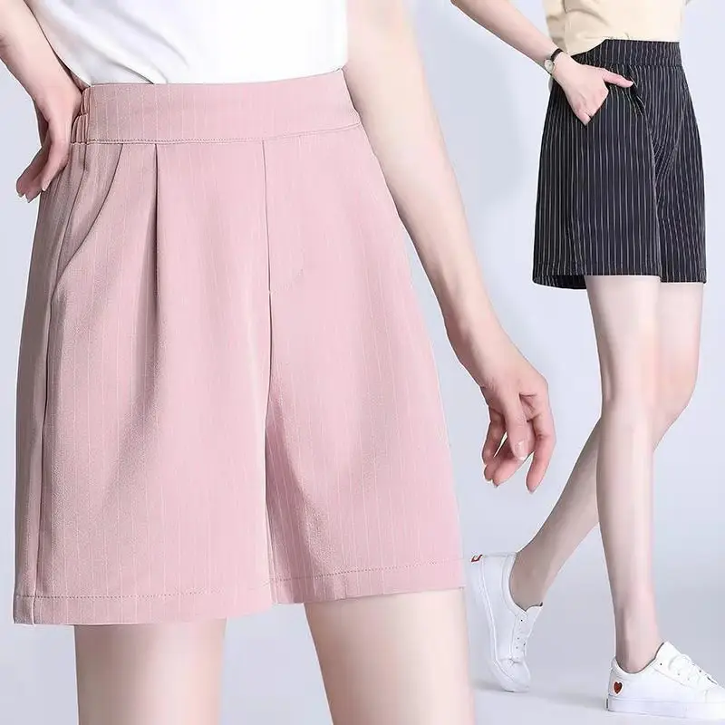 White Striped High Waist Shorts Women Summer 2023 - Image 7