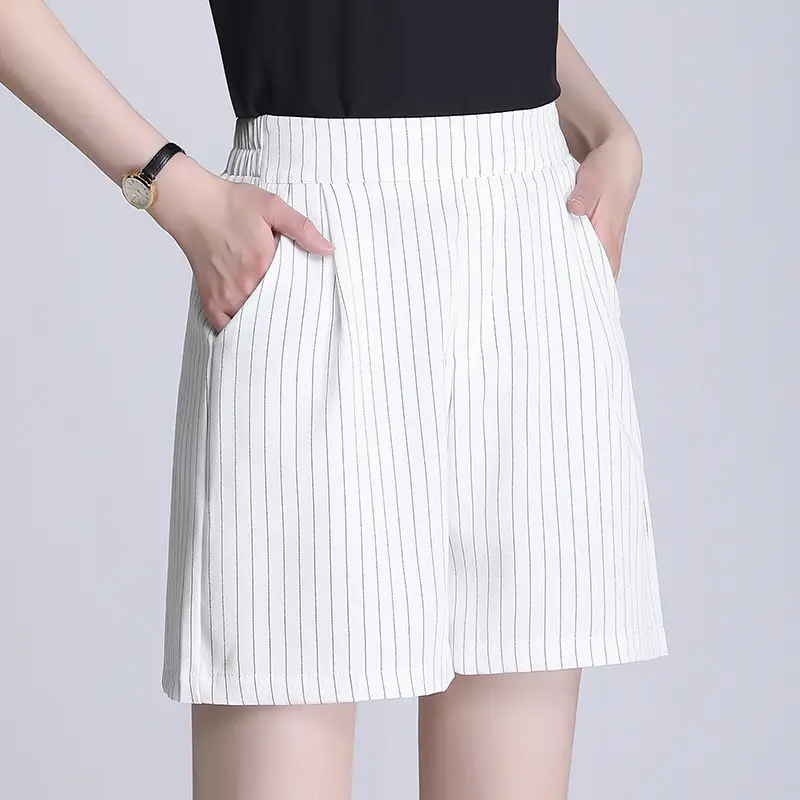 White Striped High Waist Shorts Women Summer 2023 - Image 9