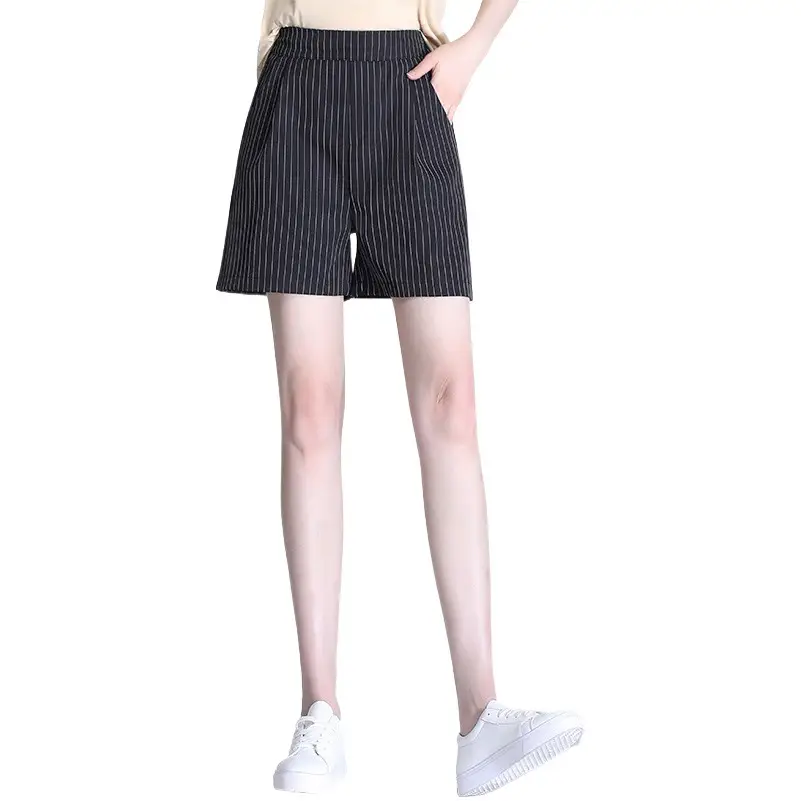 White Striped High Waist Shorts Women Summer 2023