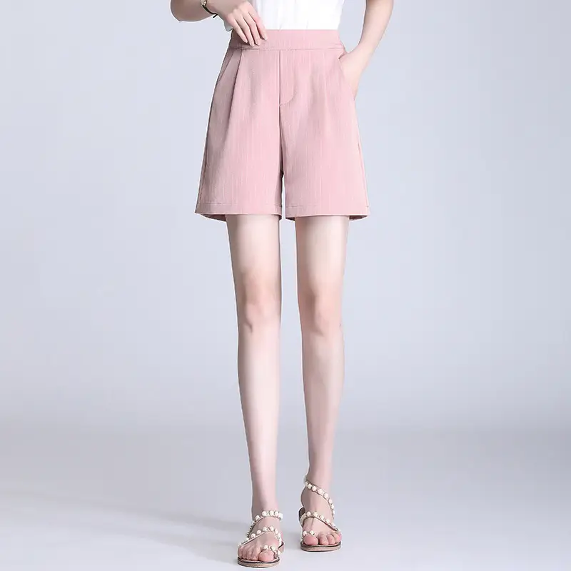 White Striped High Waist Shorts Women Summer 2023 - Image 3