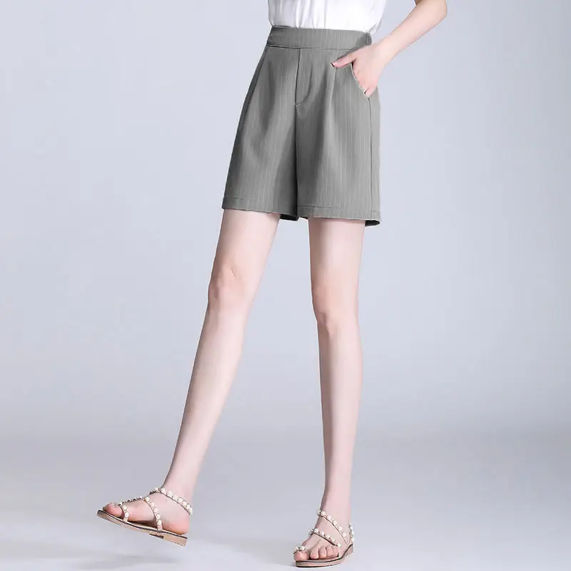 White Striped High Waist Shorts Women Summer 2023 - Image 4