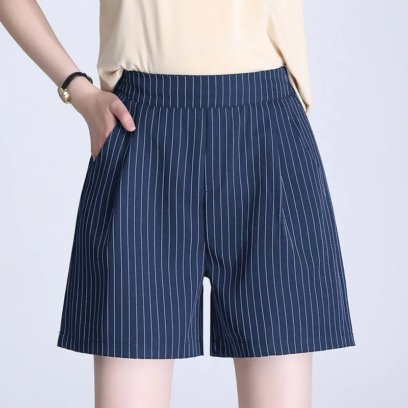 White Striped High Waist Shorts Women Summer 2023 - Image 5