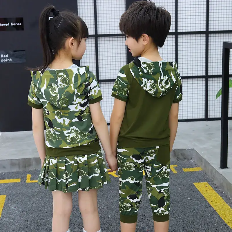 Boys' Clothing 2025 Set 8 Summer Children's Wear Boys' Summer Outfit 9 Short-Sleeve Camouflage Big Boy 10-Year-Old Camouflage Set