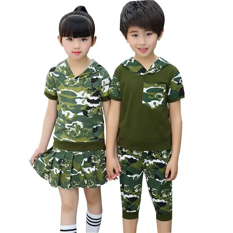 Boys' Clothing 2025 Set 8 Summer Children's Wear Boys' Summer Outfit 9 Short-Sleeve Camouflage Big Boy 10-Year-Old Camouflage Set