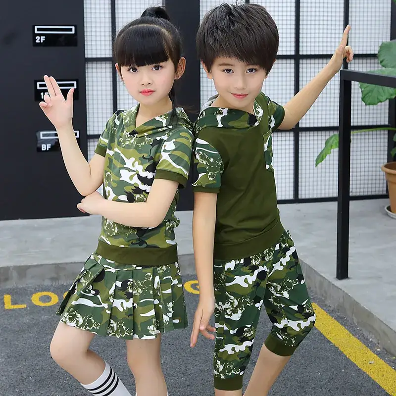 Boys' Clothing 2025 Set 8 Summer Children's Wear Boys' Summer Outfit 9 Short-Sleeve Camouflage Big Boy 10-Year-Old Camouflage Set