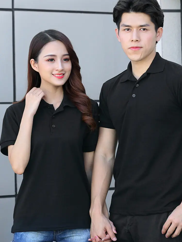 Men Black Polo T-Shirt Short Sleeve Lapel - Image 13