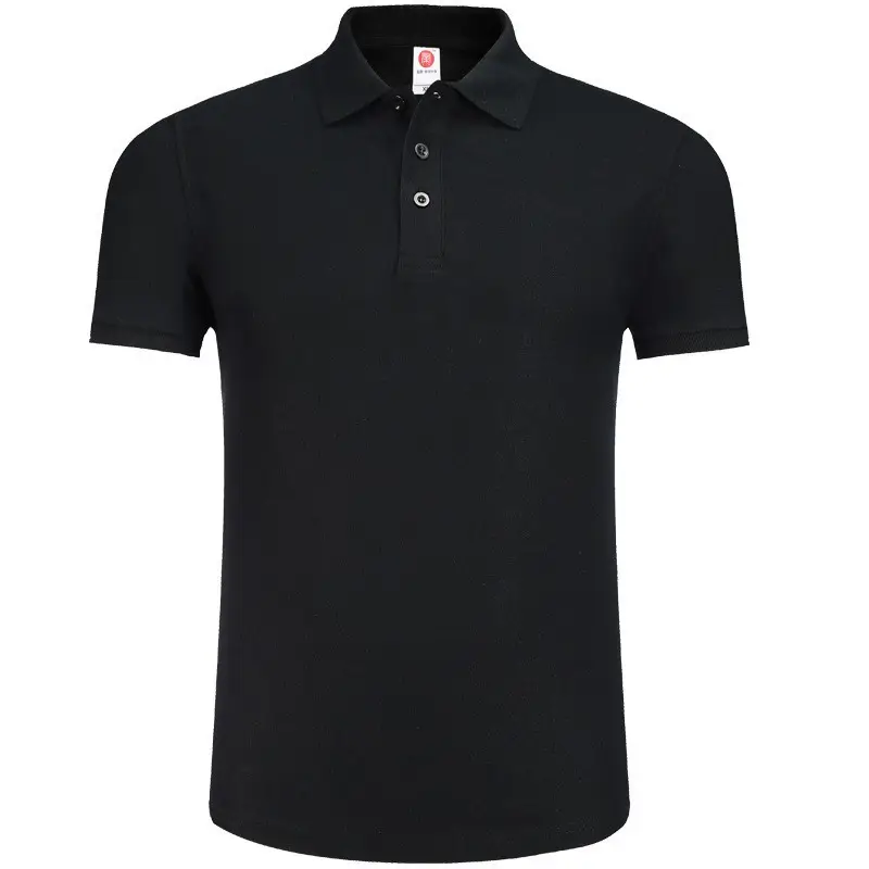 Men Black Polo T-Shirt Short Sleeve Lapel - Image 5
