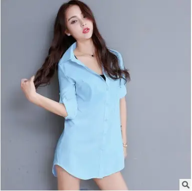 Light Blue Korean Style Women's Chiffon Pajama Long Sleeve - Image 3