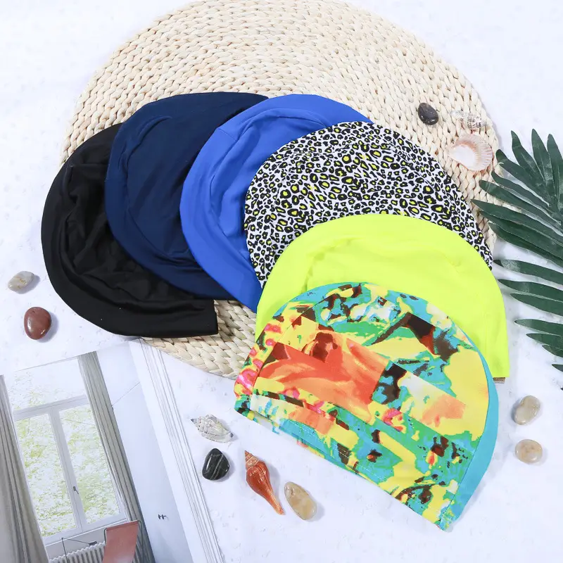 Swimming cap beach swimming cap spot low price treatment polyester adult swimming cap men and women outdoor swimming equipment spot wholesale