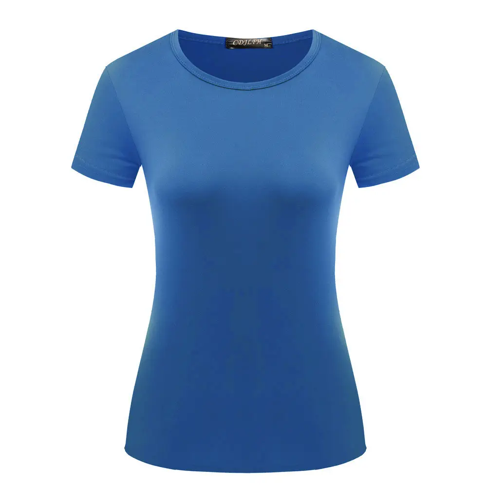 Women Black Cotton T-Shirt Short Sleeve Spring Summer - Image 9