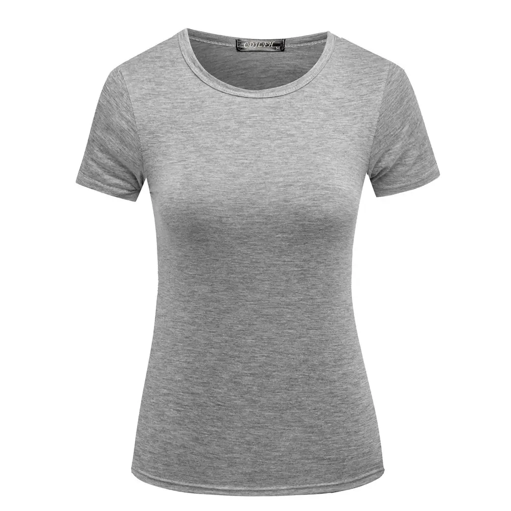 Women Black Cotton T-Shirt Short Sleeve Spring Summer - Image 3