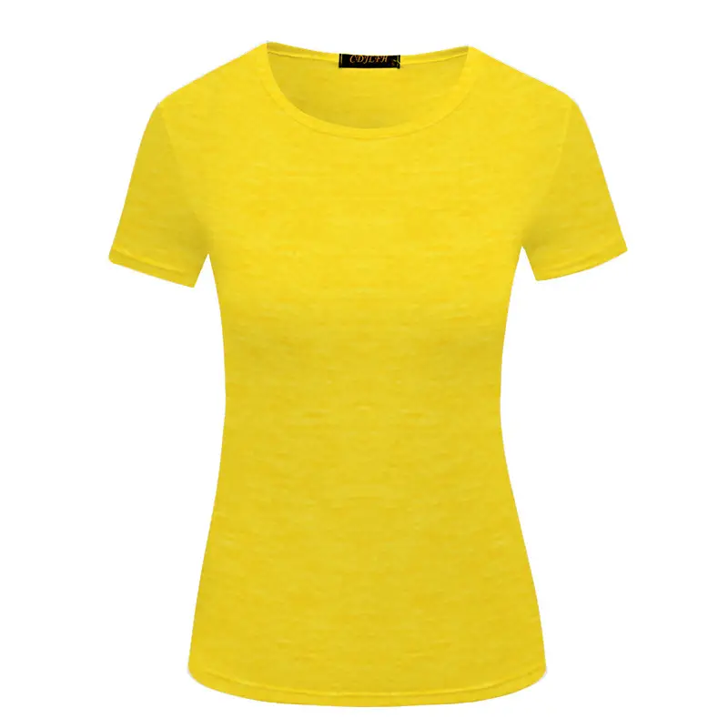Women Black Cotton T-Shirt Short Sleeve Spring Summer - Image 5