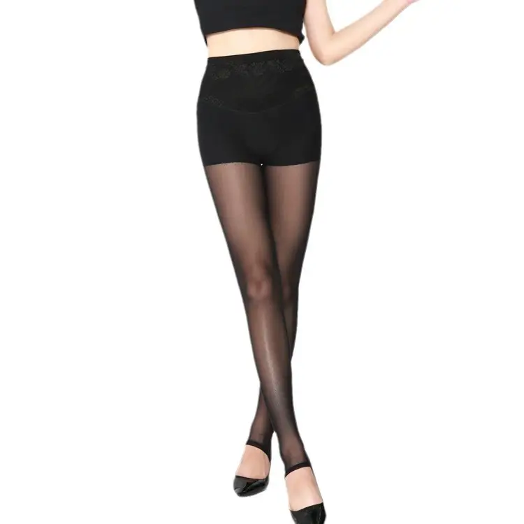 Black Slim Fit Mesh Lace Leggings Socks Set - Image 12