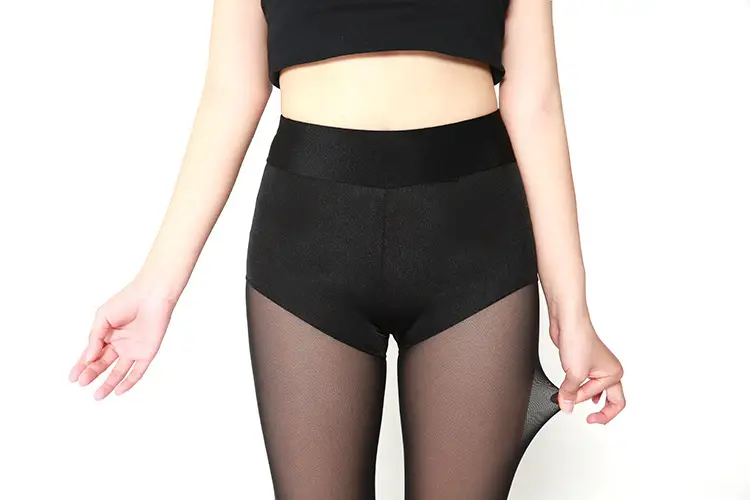 Black Slim Fit Mesh Lace Leggings Socks Set - Image 4